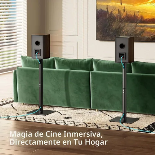 Vista 3 de Par de soportes para altavoces, altura fija de 30 pulgadas, capacidad de peso de 55 libras, base de 11.8 pulgadas, gestión de cables, soporte