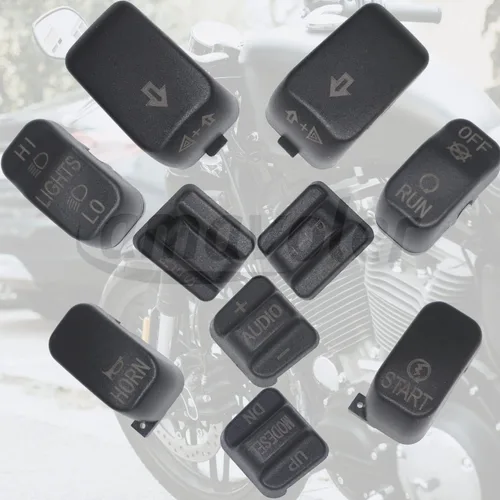 Vista 6 de Juego de 10 tapas de interruptor de control manual compatibles con Harley Davidson Touring Electra Road Glide Road King Tri Glide Ultra FLHTCU FLTR