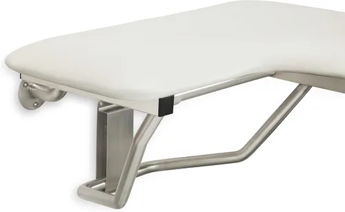 Vista 6 de Seachrome Asiento de ducha Lift-Assist, en forma de L, zurdo, ADA, montaje en pared, acolchado blanco naugahyde