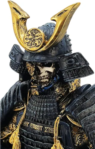 Vista 4 de LOOYAR Estatua de guerrero samurai antiguo medieval zombi de resina, figura decorativa artesanal para sala de estar, porche, oficina, escritorio