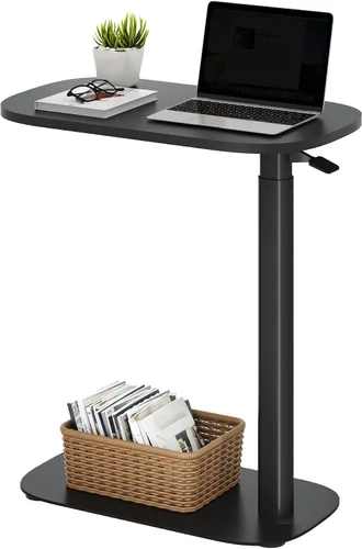 Vista 21 de SANODESK Escritorio móvil de pie con ruedas ocultas, escritorio neumático para laptop, carrito de computadora con ruedas móviles, altura ajustable