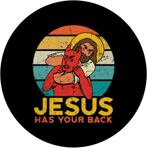 Vista 3 de Jesús tiene tu espalda Jiu Jitsu Retro Christian Funny Meme PopSockets PopGrip intercambiable