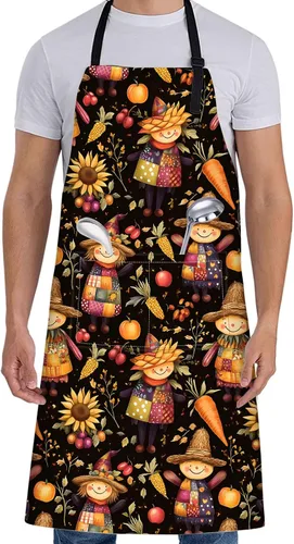 Vista 9 de Delantal de dragón para mujer con arte ardiente y helado, 27 x 31 pulgadas, delantales de cocina de fantasía con 2 bolsillos, Mariposa 01