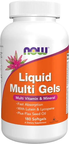 Vista 9 de NOW Suplementos, Multi Geles Líquidos con Luteína y Licopeno, además de Aceite de Semilla de Lino, 60 Cápsulas Blandas