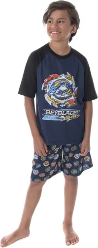 Vista 4 de INTIMO Beyblade Burst - Conjunto de pijama para niños, 2 piezas, pantalones cortos y camiseta