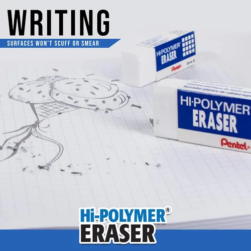 Vista 5 de Pentel Borrador de bloque de polímero, Super XL blanco, 1 paquete (ZEH99BP)