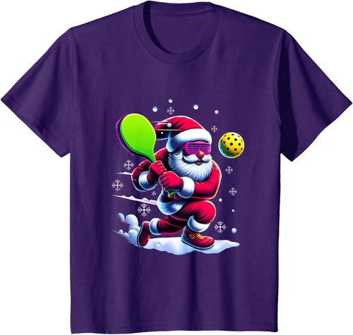 Vista 22 de Pickle Ball Navidad Santa Deporte Jugador Padel Raqueta Snow Camiseta Negro