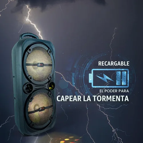 Vista 5 de QFX PBX-8008SM TWS - Altavoces portátiles recargables con Bluetooth de 8 pulgadas con adaptador de CA y micrófono, color negro