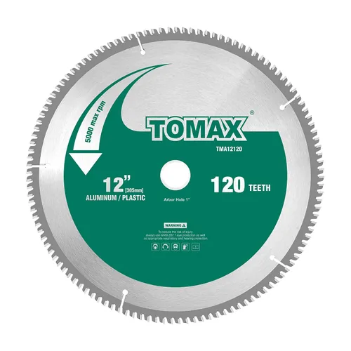 Vista 5 de TOMAX - Hoja de sierra de 6-1/2 pulgadas, 60 dientes, TCG, de aluminio delgado y metal no ferroso, con eje DMK de 5/8 pulgadas