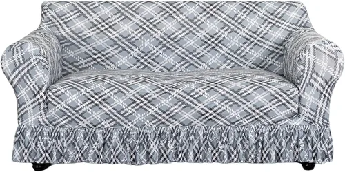 Vista 27 de FUANGUI Funda para Sofá de 1 Pieza, Funda Elástica para Sofá Estampada para Sofá de 3 Cojines con Falda Apta para Mascotas, Fundas de Sofá Lavables