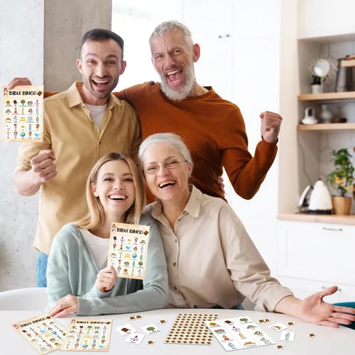 Vista 5 de Juego de tarjetas de bingo de la Biblia, juego de bingo para la familia de adultos, juego de bingo bíblico para adultos, suministros de fiesta