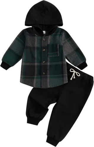 Vista 22 de Conjunto de ropa de otoño e invierno para bebé y niño, sudadera larga con capucha y pantalones para niños pequeños, 6, 12, 18, 24 meses, 2T Adorable