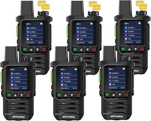 Vista 10 de Walkie Talkies globales gratuitos de por vida, radio 4G PoC, radio nacional, radio PTT bidireccional de larga distancia con linterna para equipos