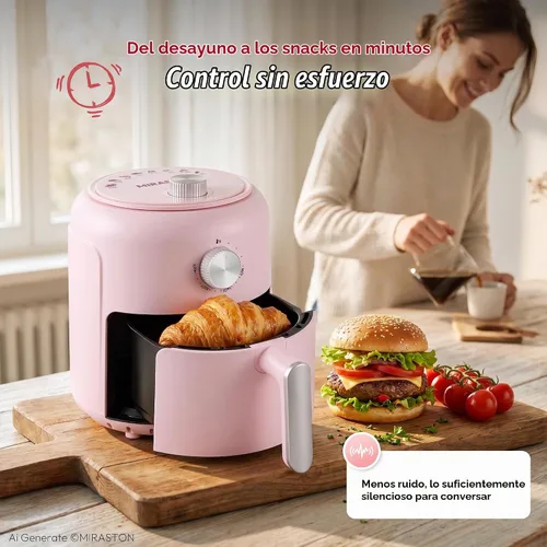 Vista 2 de 2.8QT Small Air Fryer, Mini Pink Air Fryers with Gift Box