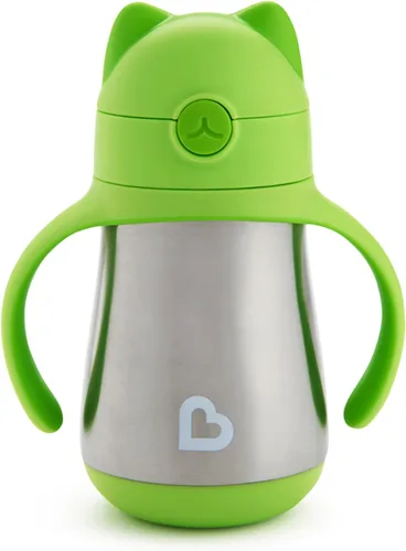 Vista 10 de Munchkin Cool Cat - Vaso para beber con popote para niños pequeños, vaso con popote de acero inoxidable, 8 onzas, azul