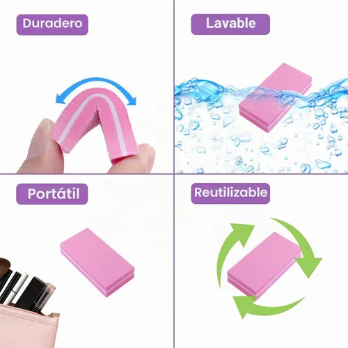 Vista 3 de Juego de pulidor de uñas profesional rosa, 30 piezas, uñas acrílicas y naturales, bloques de tampón de grano 100/180