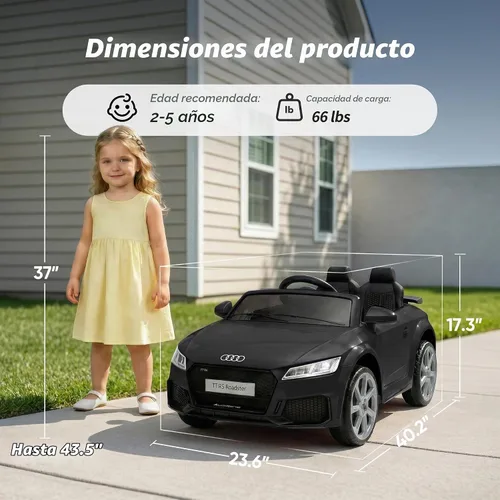 Vista 9 de Audi TTRS - Juguetes de paseo de 24 V, coche eléctrico para niños pequeños con control remoto Negro