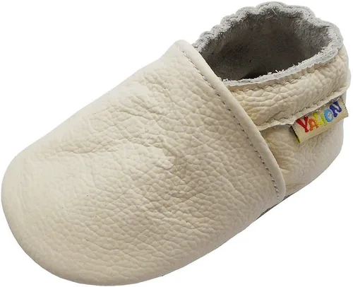 Vista 14 de YALION - Mocasines de cuero suave para bebés, niños y niñas, para gatear y dar sus primeros pasos