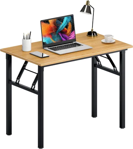 Vista 40 de Need - Escritorio plegable de 31 1/2" sin ensamblaje, mesa pequeña para computadora, escritorio robusto y resistente para espacios pequeños, marco