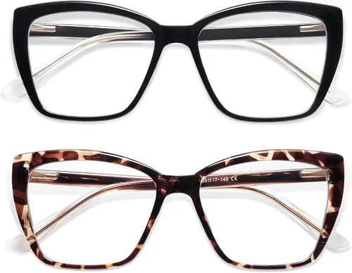 Vista 10 de AMOMOMA Trendy TR90 Gafas de Lectura Grandes con Filtro de Luz Azul para Mujeres, Elegantes Gafas Cuadradas Tipo Ojo de Gato AM6031