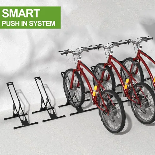 Vista 8 de Soporte de almacenamiento de 3 bicicletas ajustables, estante de estacionamiento para bicicletas, soporte de rueda de bicicleta estable para todas