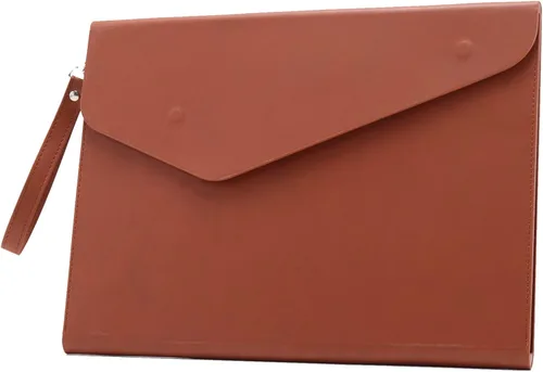 Vista 11 de Carpeta de cuero PU A4 para documentos, carpeta con estilo de cartera con correa y cierre magnético invisible (negro)