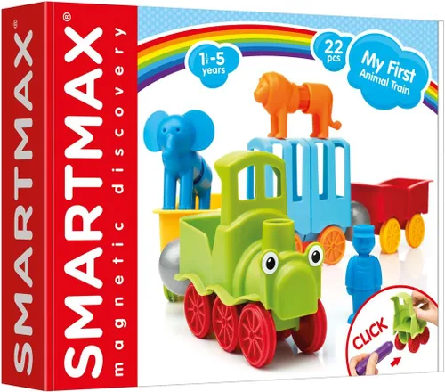 Vista 3 de SmartMax My First Animal Train STEM - Juego de descubrimiento magnético con tren móvil y animales suaves para edades de 1 a 5 años