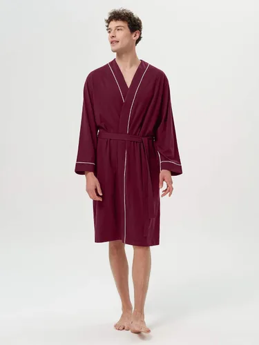 Vista 3 de SIORO Bata de algodón para hombre, ligera, suave, longitud hasta la rodilla, para spa y casa, M-XXL