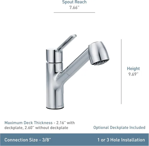 Vista 11 de Moen Method Grifo de cocina moderno de una manija extraíble con limpieza eléctrica, cromado, 7585C