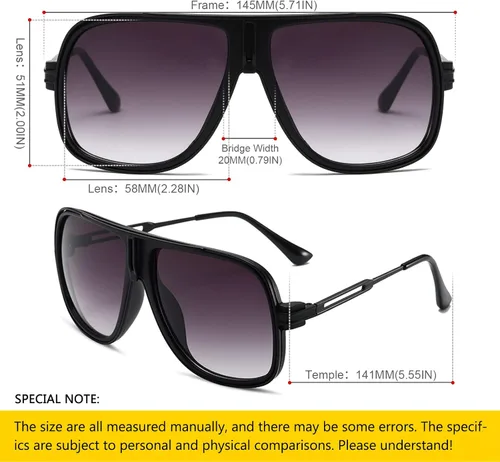 Vista 2 de SHEEN KELLY Gafas de sol estilo piloto retro de los años 80 de gran tamaño para hombre, gafas clásicas unisex transparentes