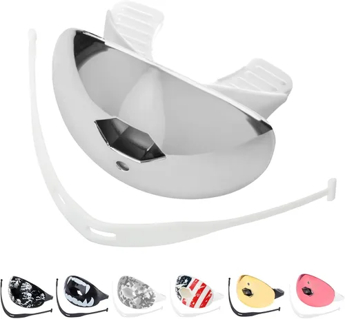 Vista 9 de Protector bucal de fútbol americano con correa, protector bucal transpirable para jóvenes y adultos, protector de dientes y labios