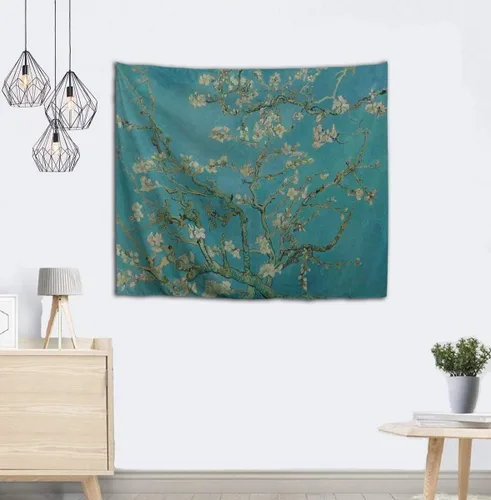 Vista 4 de WIHVE - Tapiz para colgar en la pared, de diseño floral bohemio, hippie, psicodélico, étnico, decorativo, de tela para dormitorio, decoración