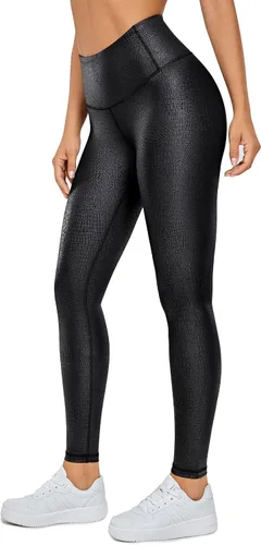 Vista 2 de CRZ YOGA - Leggings de piel sintética mate para mujer, de 25 a 28 pulgadas, pantalones de cuero elásticos de cintura alta, mallas de cuero