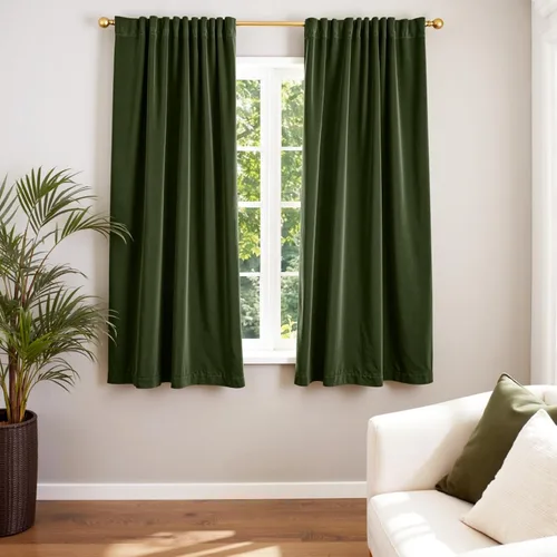 Vista 118 de Lazzzy Cortinas opacas de terciopelo beige de 84 pulgadas de largo con aislamiento térmico para oscurecer la habitación, cortinas forradas de lujo