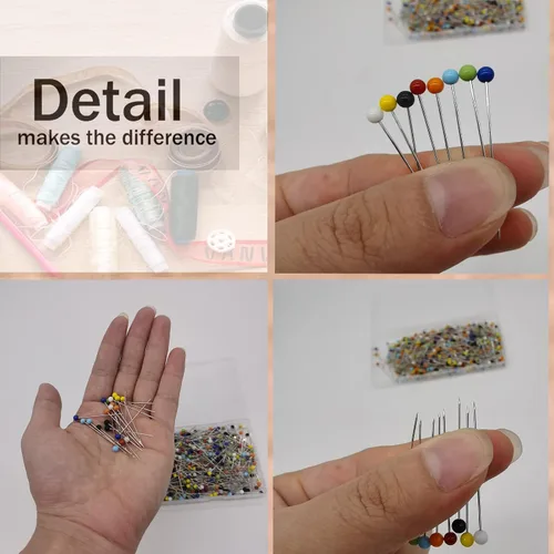 Vista 3 de 600 alfileres de costura (mejorados), alfileres rectos de 1.5 pulgadas con cabeza de vidrio de bola de color de 0.15 pulgadas, alfileres