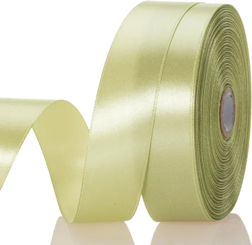 Vista 11 de YASEO - Cinta de satén sólido verde manzana de 1 pulgada para envolver regalos, 50 yardas Soft, Satiny, Colorfast, Polyester Fabric, Ease of Use