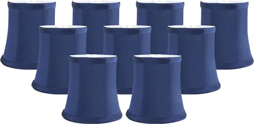 Vista 16 de Pantalla de lámpara de araña de seda sintética azul individual – forma de campana suave, ajuste de clip para bombillas de candelabro, 3.5 x 4.5 x