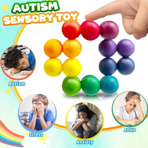 Vista 2 de Pelotas sensoriales para autismo de juguete para niños pequeños, juguetes de viaje en avión para edades de 3-5 5 a 7 3 a 4 4 a 8 años