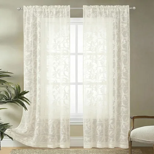 Vista 84 de OVZME Anji Clip Voile Sheer Tiers RD 2X30X36 Negro