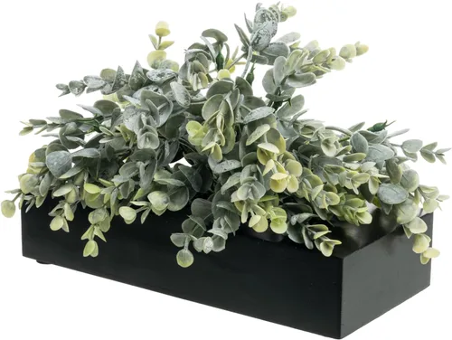 Vista 13 de MyGift - Grandes plantas artificiales de césped verde en maceta de 14 pulgadas en caja de madera maciza de acacia premium rectangular, centro