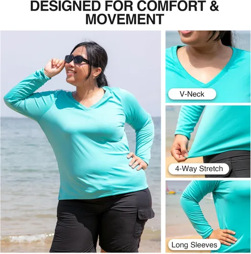 Vista 3 de Kanu Surf Camiseta de natación de manga larga UPF 50+ para mujer, talla grande