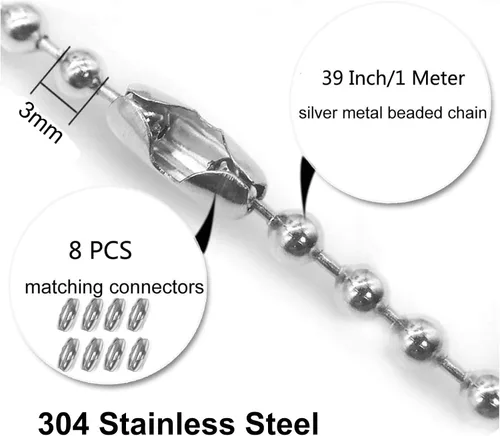 Vista 2 de Paquete de 4 extensores de cadena para ventilador de techo, cada cadena tiene una longitud de 39 pulgadas (3.3 ft) con 8 conectores, bola de cuentas