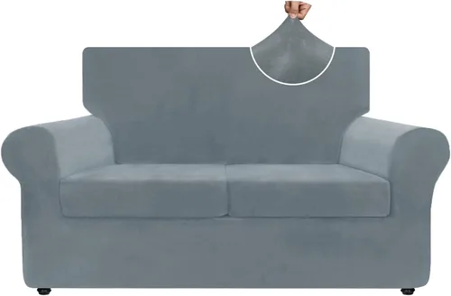 Vista 26 de ZNSAYOTX Fundas elásticas para silla de terciopelo de lujo con brazo, 2 piezas, para sala de estar, funda gruesa y suave, antideslizante, protector