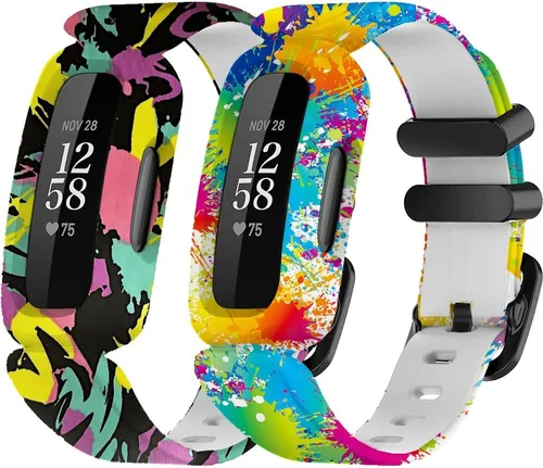 Vista 7 de Bandas de silicona de repuesto compatibles con Fitbit Ace 3, correas ajustables con patrón colorido para Fitbit Ace 3 bandas