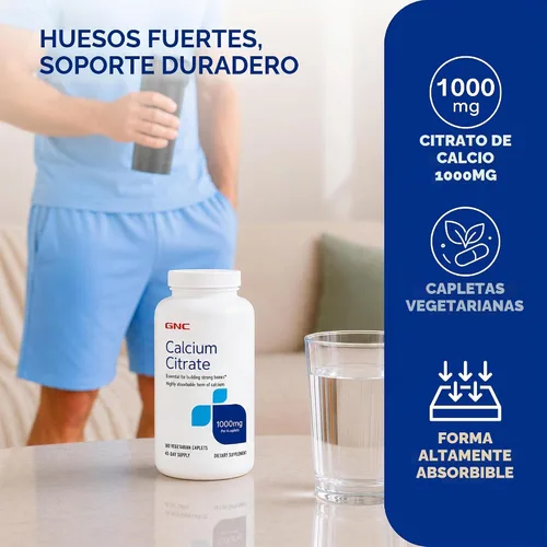 Vista 3 de GNC Citrato de calcio 1000 mg, soporta huesos fuertes, 180 cápsulas