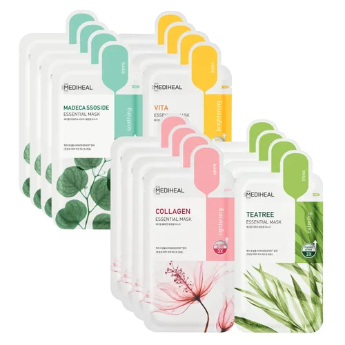 Vista 13 de Mediheal Oficial Mejor Máscara de Hoja Coreana - Máscara Facial Esencial de Colágeno y Árbol del Té, 20 Hojas, Lifting, Reafirmante, Calmante
