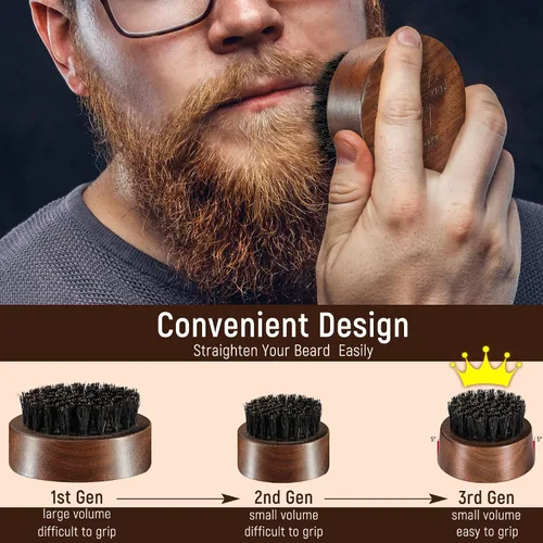 Vista 5 de BFWood Cepillo para barba para hombres, cerdas de jabalí naturales