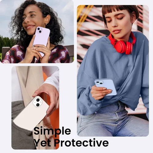 Vista 6 de ORNARTO Funda para iPhone 14 de 6.1 pulgadas, cubierta delgada de silicona Azul bebé