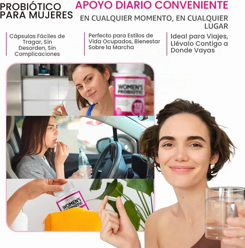 Vista 4 de Probióticos para mujeres, suplemento de probióticos vaginales con prebióticos, 175 mil millones de UFC, 7 cepas - Apoya la flora vaginal