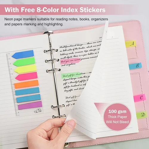 Vista 5 de Cuaderno de diario, planificador organizador de carpetas rellenables, cuaderno de escritura de negocios de cuero para mujeres y hombres, diario